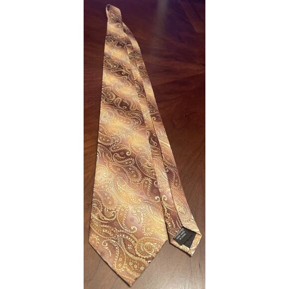 Stacy Adams Signature Gold Brown Hand Made 100% Microfiber Men’s Neck Tie - Picture 3 of 9